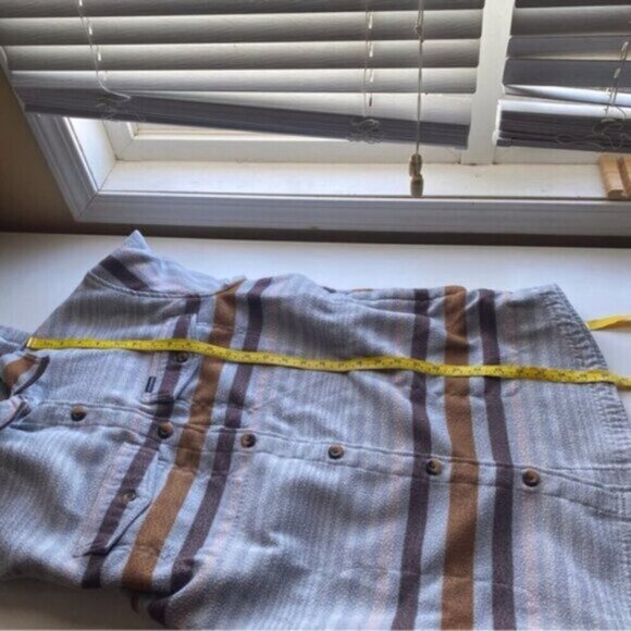 Columbia Calico Basin Shirt Jacket Shaket Woman Large Grey Stripped Pockets Cozy - Picture 14 of 16